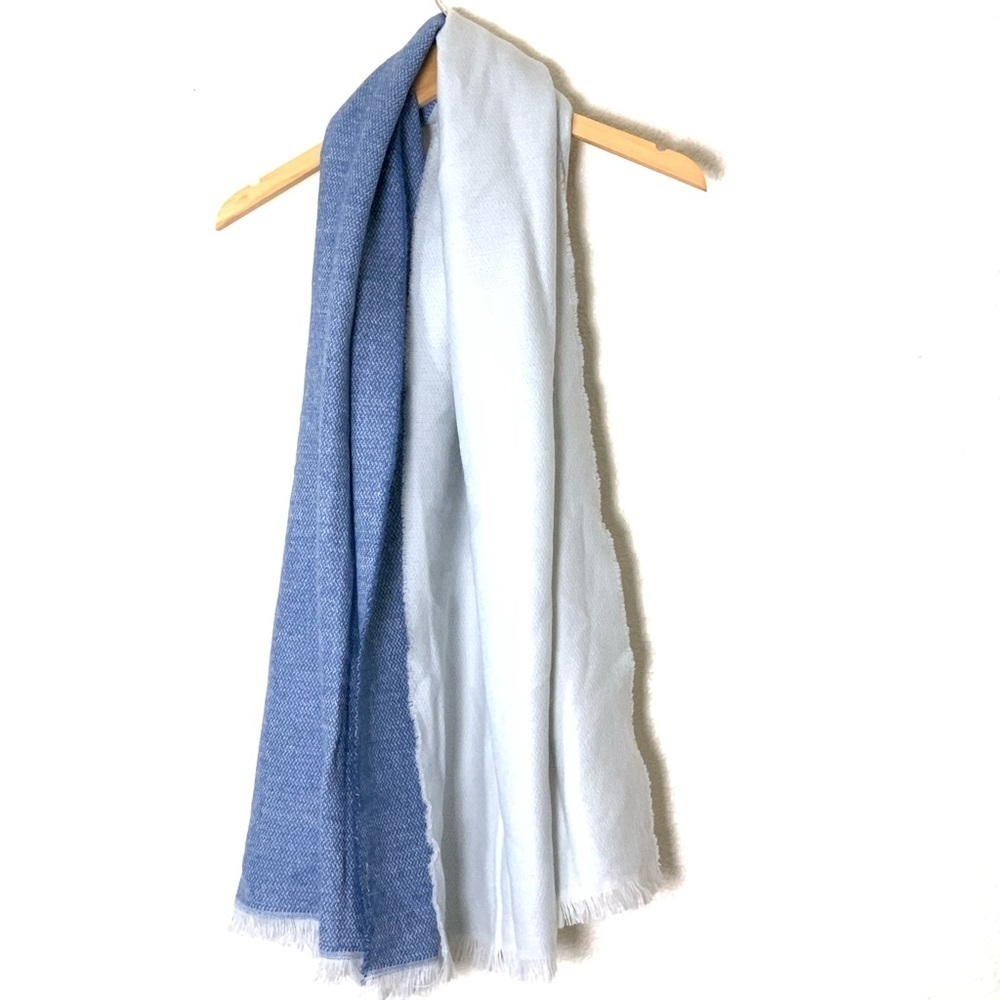 Like new two tone blue fringe super soft wrap scarf